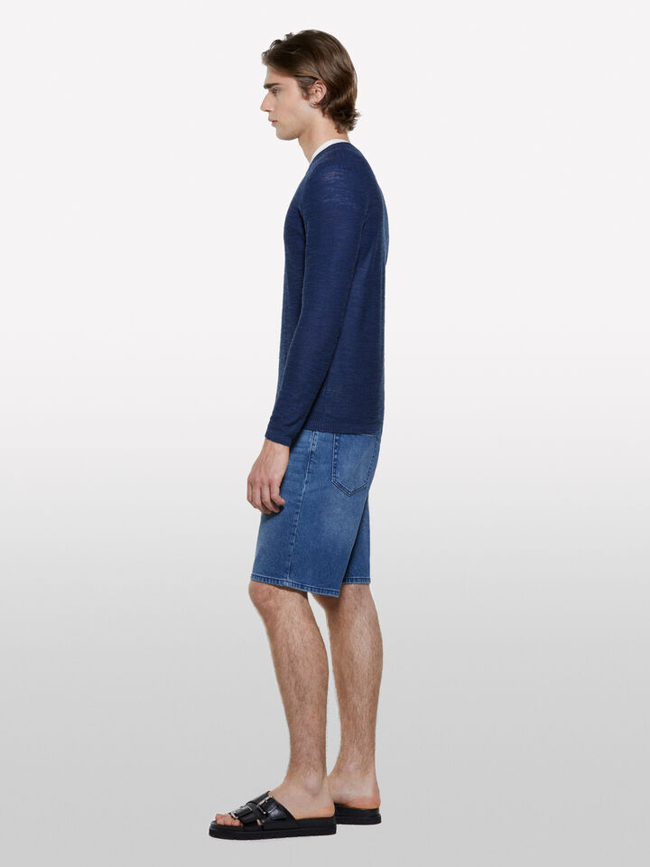 Camisola mélange azul-escuro - camisolas gola redonda para homem - Azul-Escuro | Sisley image number 2